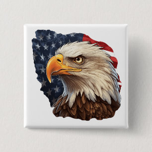 Chapa Cuadrada Bandera americana águila calva