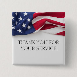 Chapa Cuadrada Bandera Americana de Gracias por su Servicio 