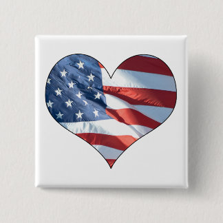 Chapa Cuadrada Bandera americana en forma de corazón patriótica