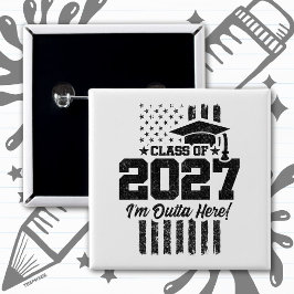 Chapa Cuadrada Bandera Americana Graduación Clase Superior 2027