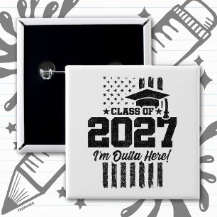 Chapa Cuadrada Bandera Americana Graduación Clase Superior 2027