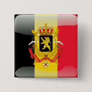 Chapa Cuadrada Bandera brillante belga