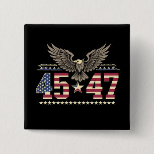 Chapa Cuadrada Bandera de águila estadounidense vintage Trump 45