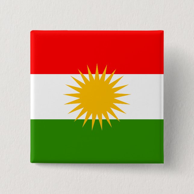 Chapa Cuadrada Bandera de alta calidad del Kurdistan (Anverso)
