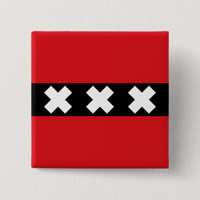 Chapa Cuadrada Bandera de Amsterdam, Países Bajos (Anverso)