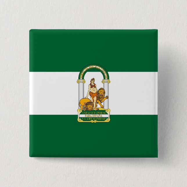 Chapa Cuadrada Bandera de Andalucía, España (Anverso)