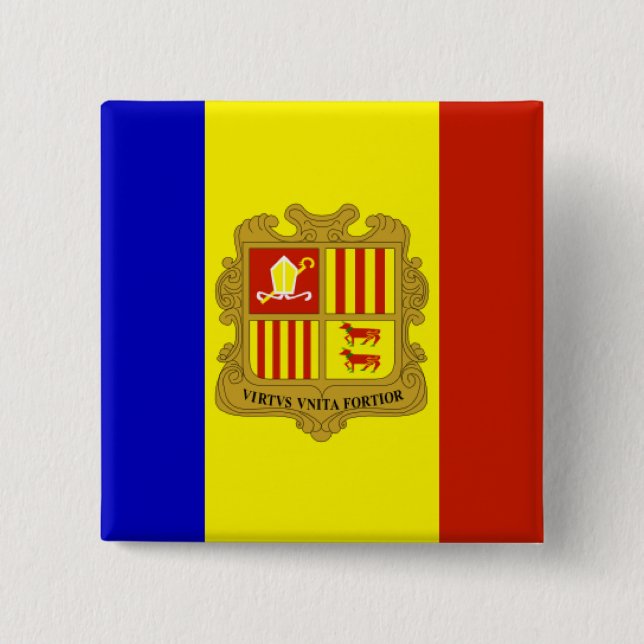 Chapa Cuadrada Bandera de Andorra (Anverso)