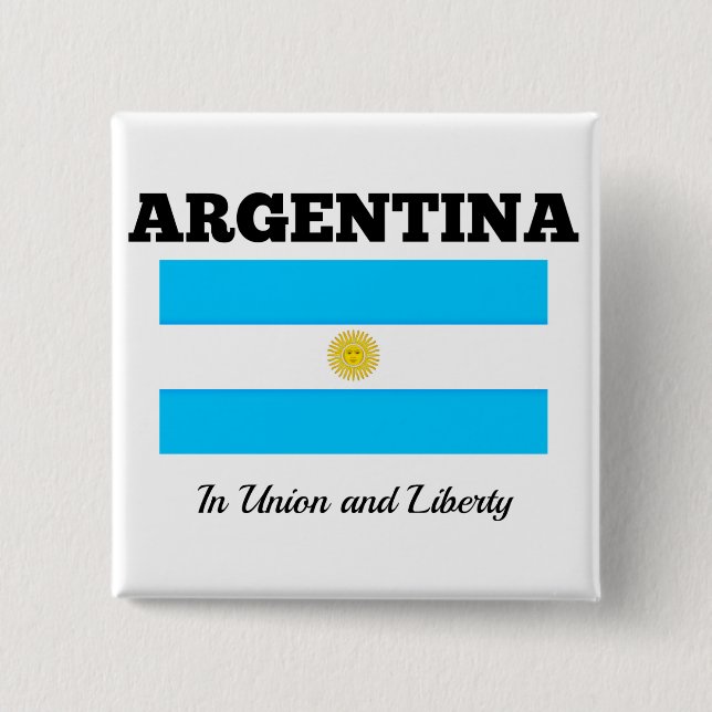 Chapa Cuadrada Bandera de Argentina, etiquetada con lema (Anverso)