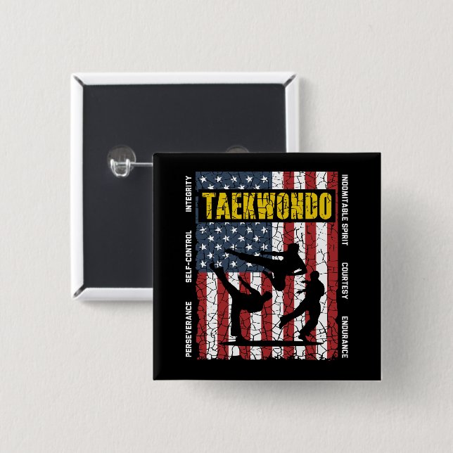 Chapa Cuadrada Bandera de artes marciales norteamericanas autocon (Anverso y reverso)