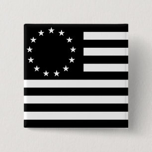 Chapa Cuadrada Bandera de Betsy Ross, Arte de Línea Negra