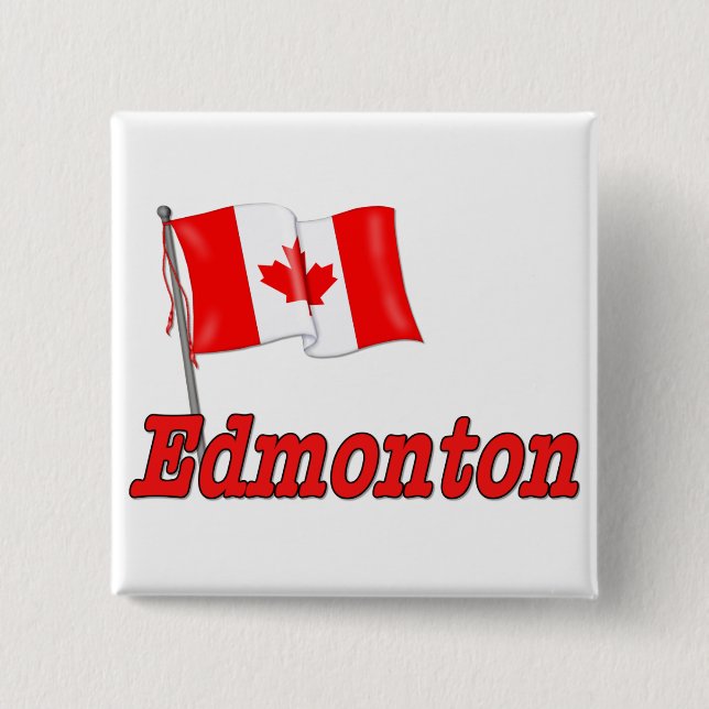 Chapa Cuadrada Bandera de Canadá - Edmonton (Anverso)