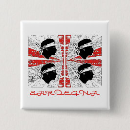 Chapa Cuadrada Bandera de Cerdeña - Grunge - insignia