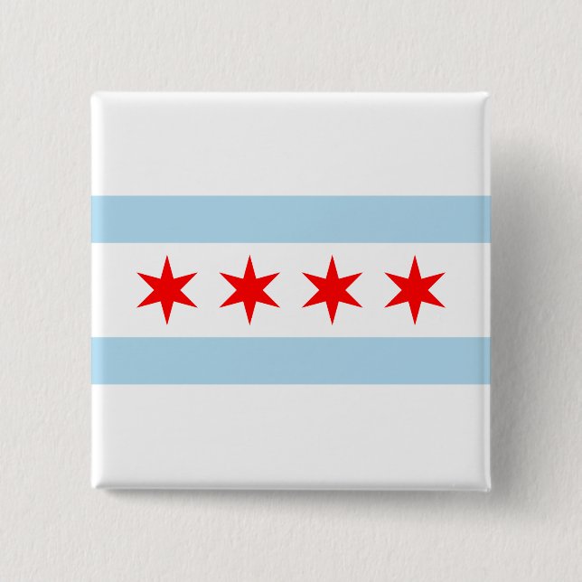 Chapa Cuadrada Bandera de Chicago (Illinois) (Anverso)