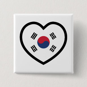 Chapa Cuadrada Bandera de Corea del Sur Corazón