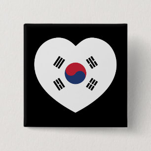 Chapa Cuadrada Bandera de Corea del Sur Corazón