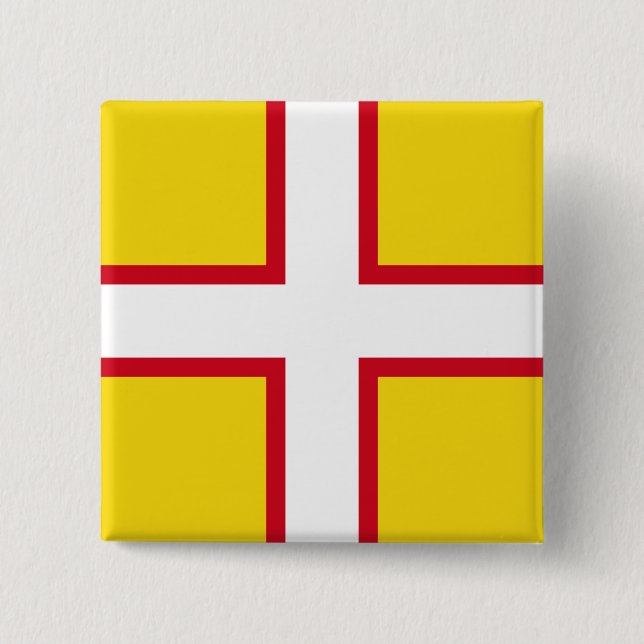 Chapa Cuadrada Bandera de Dorset (condado del Reino Unido) (Anverso)