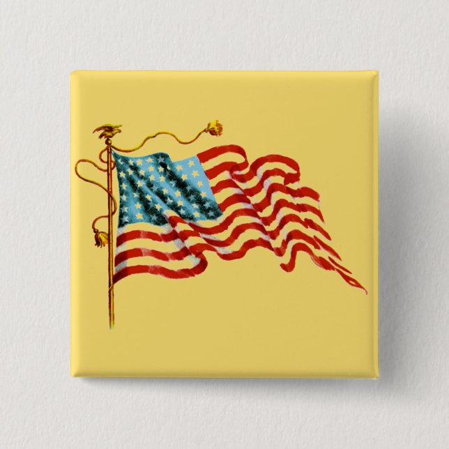 Chapa Cuadrada Bandera de estrellas y tiras - (Anverso)