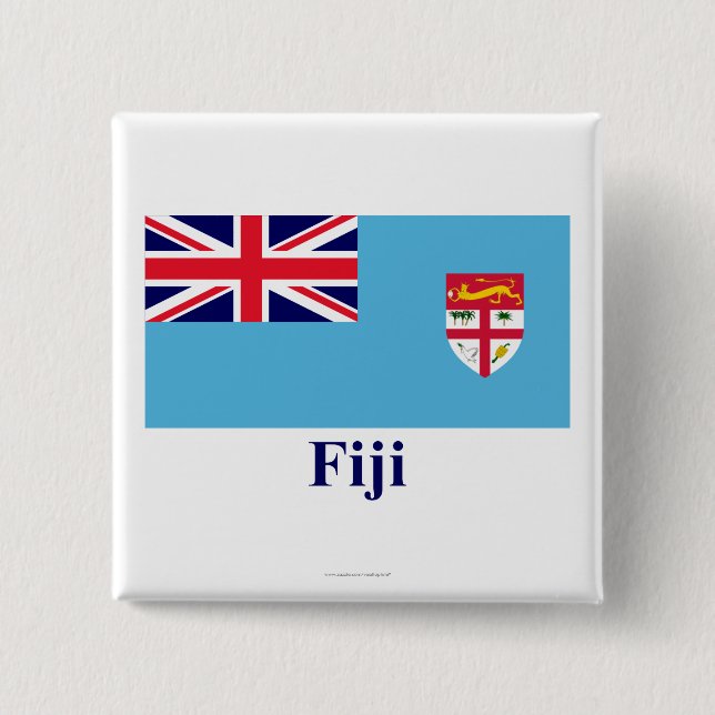 Chapa Cuadrada Bandera de Fiji con nombre (Anverso)