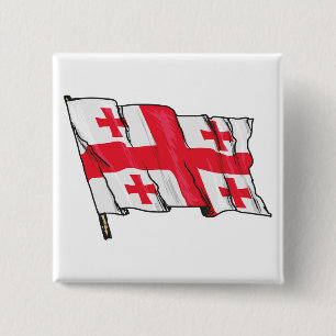 Chapa Cuadrada Bandera de Georgia ondeando roja y blanca con cinc