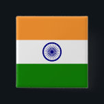 Chapa Cuadrada Bandera de India (India)<br><div class="desc">Productos de bandera mundial de personalizable - Por favor,  no dude en añadir su propio texto.</div>