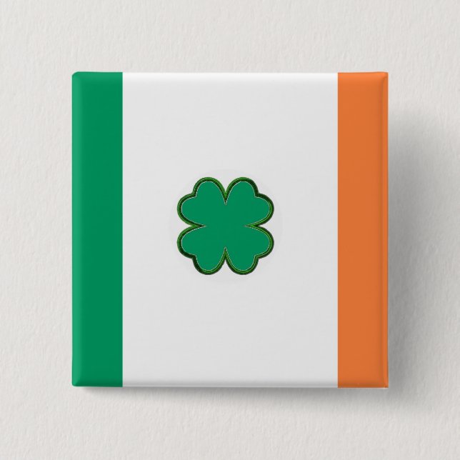 Chapa Cuadrada Bandera de Irlanda Shamrock (Anverso)