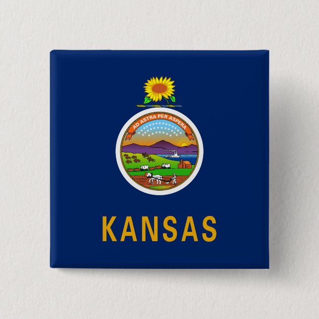 Chapa Cuadrada Bandera de Kansas (Anverso)