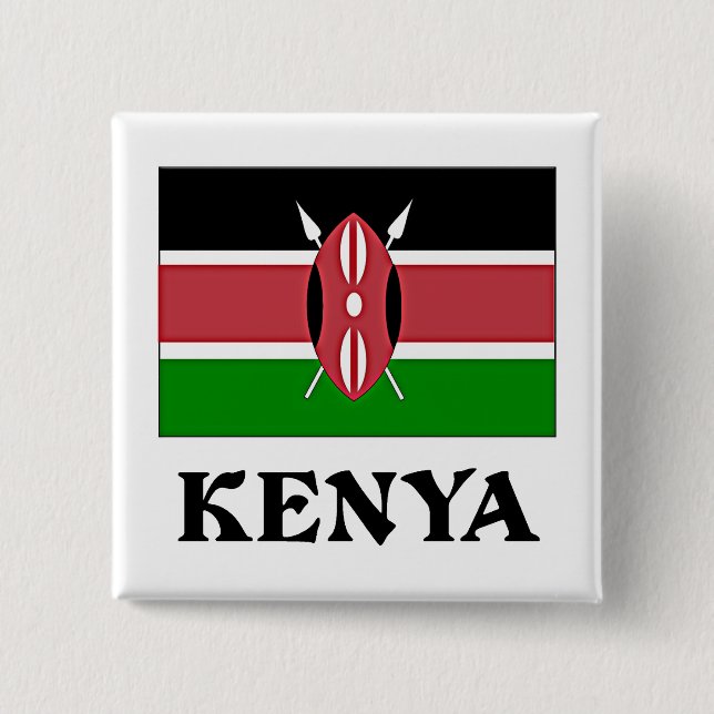 Chapa Cuadrada Bandera de Kenia, etiquetada (Anverso)