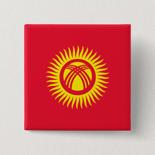 Chapa Cuadrada Bandera de Kirguistán (Anverso)