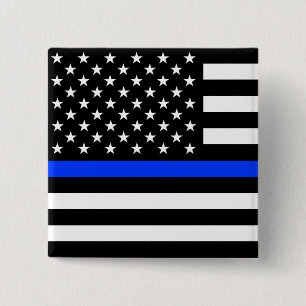 Chapa Cuadrada Bandera de la policía de la línea delgada azul