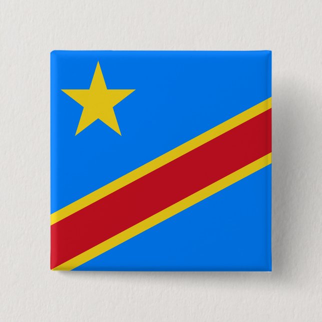 Chapa Cuadrada Bandera de la RDC (República Democrática del Congo (Anverso)
