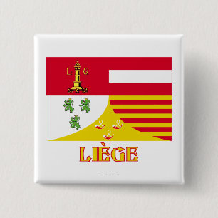 Chapa Cuadrada Bandera de Liège con el nombre (francés)