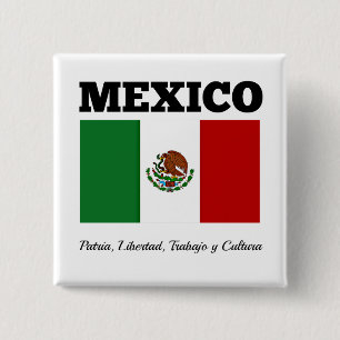 Chapa Cuadrada Bandera de México, etiquetada