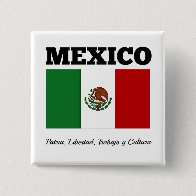 Chapa Cuadrada Bandera de México, etiquetada (Anverso)