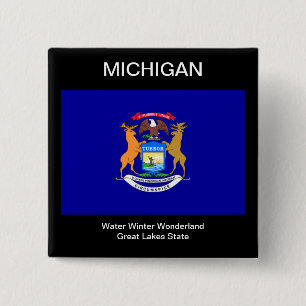 Chapa Cuadrada Bandera de Michigan