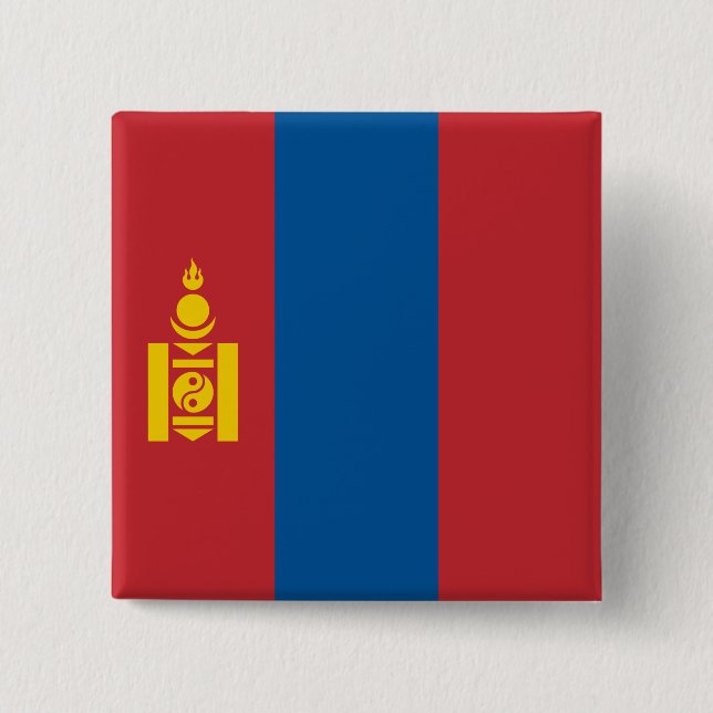 Chapa Cuadrada Bandera de Mongolia (mongola) (Anverso)