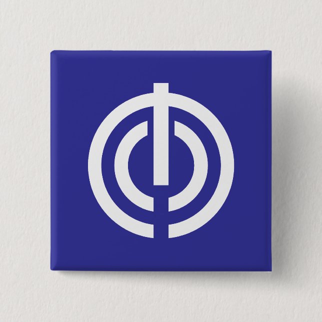 Chapa Cuadrada Bandera de Naha, Okinawa, Japón (Anverso)