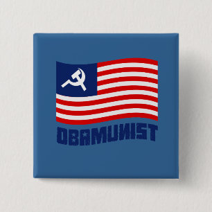 Chapa Cuadrada Bandera de Obamunist