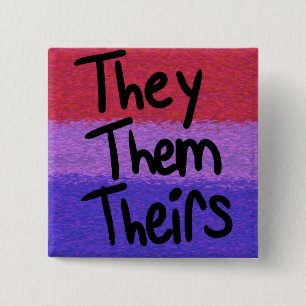 Chapa Cuadrada Bandera de orgullo bisexual pin de pronombres they