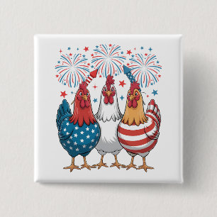 Chapa Cuadrada Bandera de pollo de Estados Unidos Patriótica 4 de