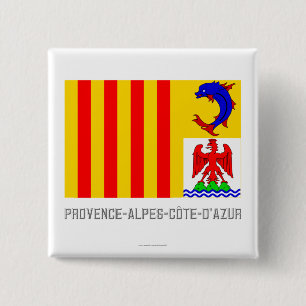 Chapa Cuadrada Bandera de Provence-Alpes-Côte-d'Azur con nombre
