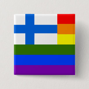 CHAPA CUADRADA BANDERA DE RAINBOW LGBT FINLANDESA