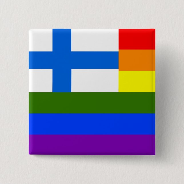 CHAPA CUADRADA BANDERA DE RAINBOW LGBT FINLANDESA (Anverso)