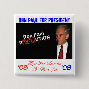 Chapa Cuadrada bandera de Ron Paul, Ron Paul para el presidente,