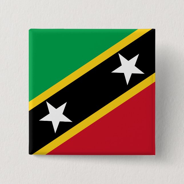 Chapa Cuadrada Bandera de Saint Kitts y Nevis (Caribe) (Anverso)