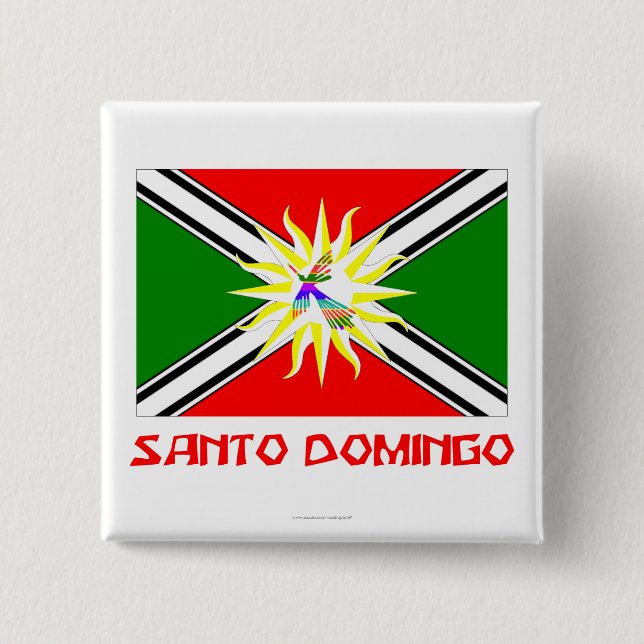 Chapa Cuadrada Bandera de Santo Domingo con nombre (Anverso)