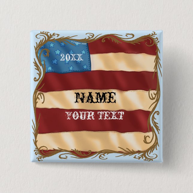 Chapa Cuadrada Bandera De Swirl (Anverso)