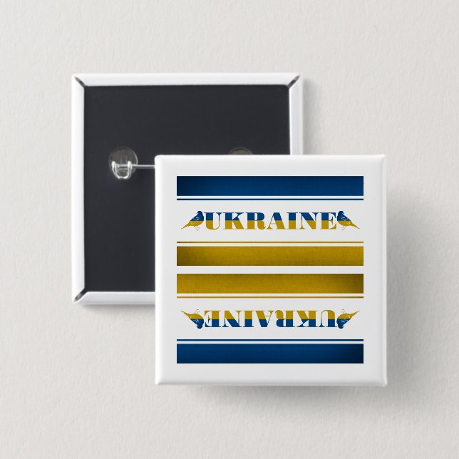 Chapa Cuadrada Bandera de Ucrania, aves nacionales nocturnas (Anverso y reverso)