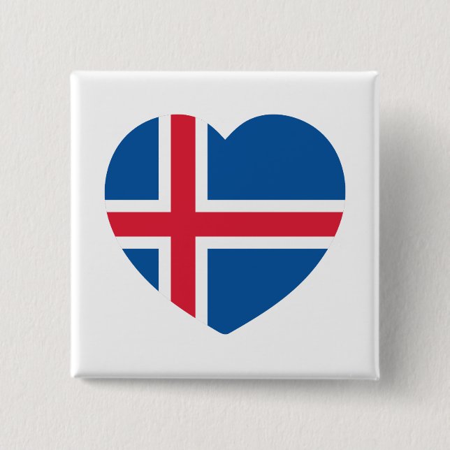 Chapa Cuadrada Bandera del Corazón de Islandia (Anverso)