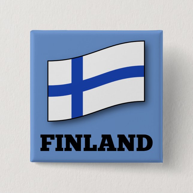 Chapa Cuadrada Bandera del diseño personalizado de Finlandia (Anverso)