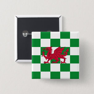 Chapa Cuadrada Bandera del Dragón Rojo: Verde Cuadriculada Céltic
